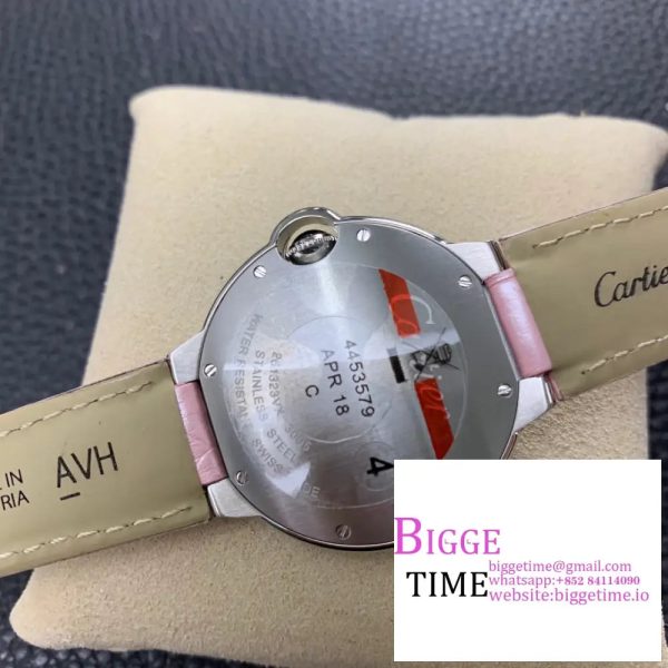 Ballon Bleu De Cartier 36mm White Dial Pink Leather Strap AF Swiss Quartz - Image 9