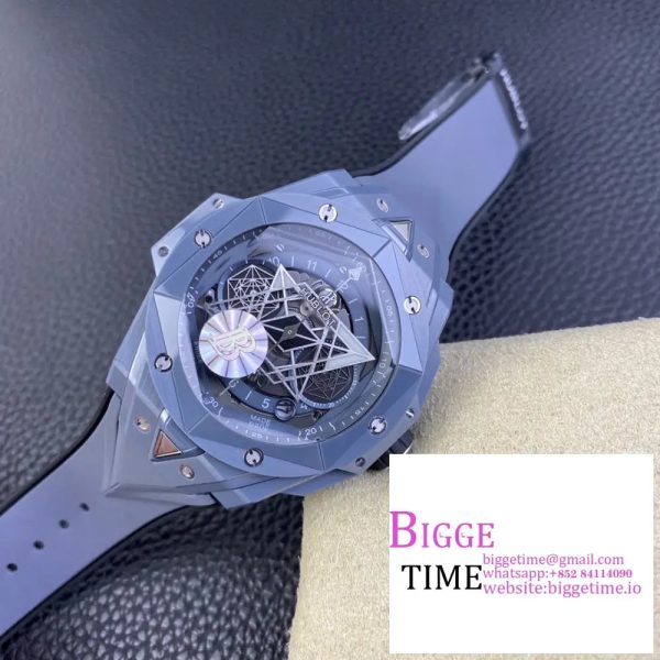 Big Bang Sang Bleu II 45mm Gray Ceramic BBF 1:1 Best Edition Skeleton Dial on Gray Rubber Strap A1240 - Image 7