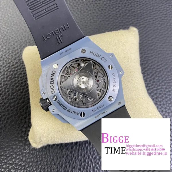 Big Bang Sang Bleu II 45mm Gray Ceramic BBF 1:1 Best Edition Skeleton Dial on Gray Rubber Strap A1240 - Image 9