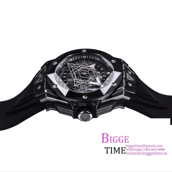 Big Bang Sang Bleu II Chrono 45mm Black Ceramic Bezel Black Dial Black Rubber Strap BBF A1240 - Image 7