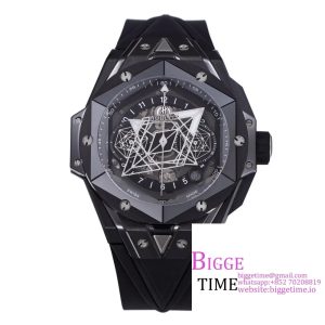 Big Bang Sang Bleu II Chrono 45mm Black Ceramic Bezel Black Dial Black Rubber Strap BBF A1240
