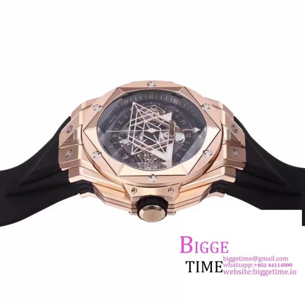 Big Bang Sang Bleu II Chrono 45mm RG Black Dial Black Rubber Strap BBF A1240 - Image 4