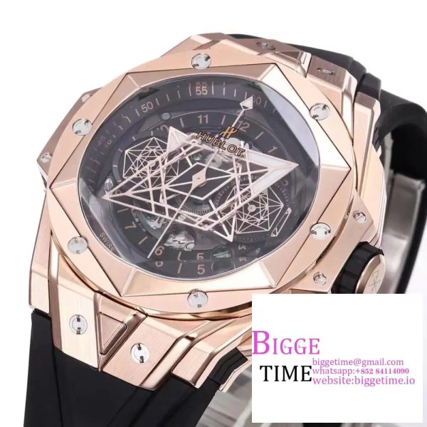 Big Bang Sang Bleu II Chrono 45mm RG Black Dial Black Rubber Strap BBF A1240 - Image 5