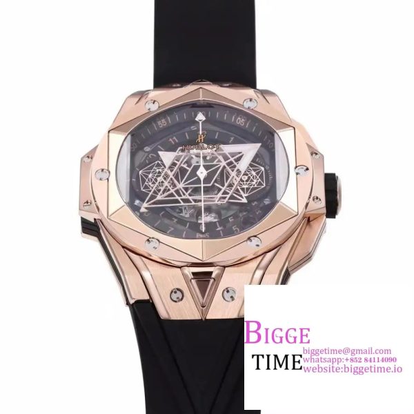 Big Bang Sang Bleu II Chrono 45mm RG Black Dial Black Rubber Strap BBF A1240 - Image 2
