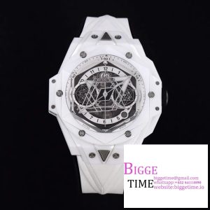 Big Bang Sang Bleu II Chrono 45mm White Ceramic Bezel White Dial White Rubber Strap ZF A1240