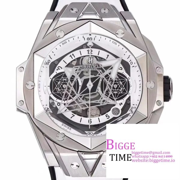 Big Bang Sang Bleu II Chrono 45mm White Dial White Rubber Strap BBF A1240 - Image 2