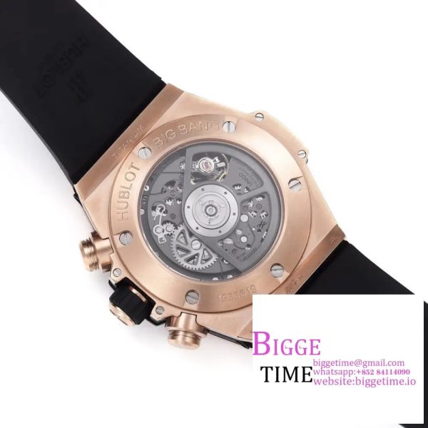 Big Bang Unico Chrono 42mm All Diamond Bezel RG Skeleton Dial Diamond Marker Black Rubber Strap BBF A1280 - Image 8
