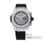 Big Bang Unico Chrono 42mm All Diamond Bezel Skeleton Dial Black Rubber Strap BBF A1280