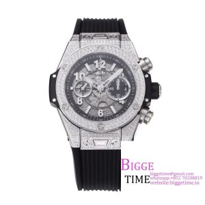 Big Bang Unico Chrono 42mm All Diamond Bezel Skeleton Dial Black Rubber Strap BBF A1280