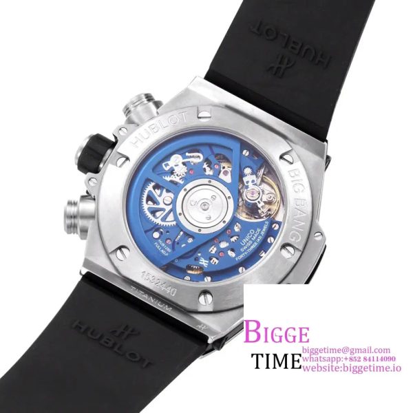 Big Bang Unico Chrono 42mm Blue Ceramic Bezel Blue Skeleton Dial Blue Rubber Strap BBF A1280 - Image 8
