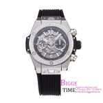 Big Bang Unico Chrono 42mm Diamond Bezel Skeleton Dial Black Rubber Strap BBF A1280
