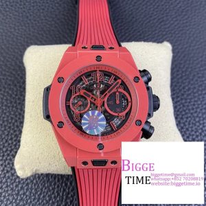 Big Bang Unico Chrono 42mm Red Ceramic Bezel Skeleton Dial Red Rubber Strap BBF A1280