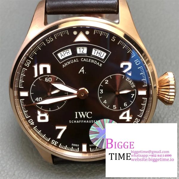 Big Pilot Real PR Annual Calendar RG IW502706 YLF 1:1 Best Edition Brown Dial on Brown Leather Strap A52850 - Image 4