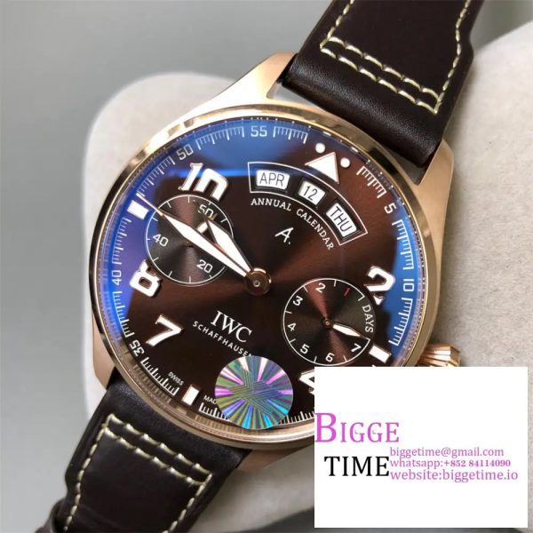 Big Pilot Real PR Annual Calendar RG IW502706 YLF 1:1 Best Edition Brown Dial on Brown Leather Strap A52850 - Image 5