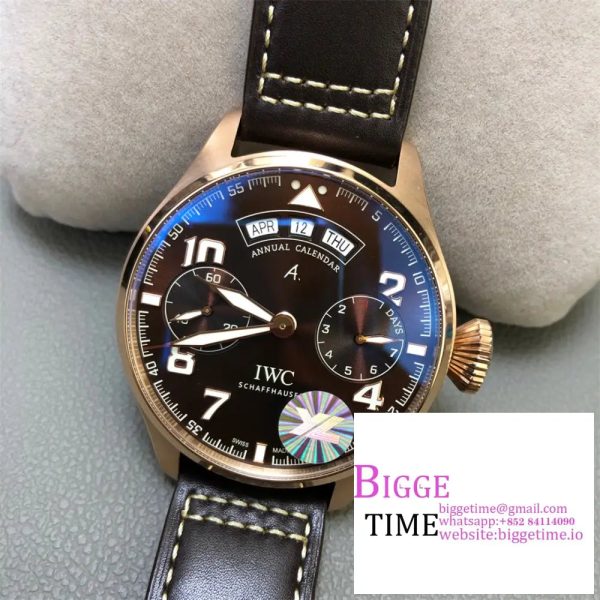 Big Pilot Real PR Annual Calendar RG IW502706 YLF 1:1 Best Edition Brown Dial on Brown Leather Strap A52850 - Image 2