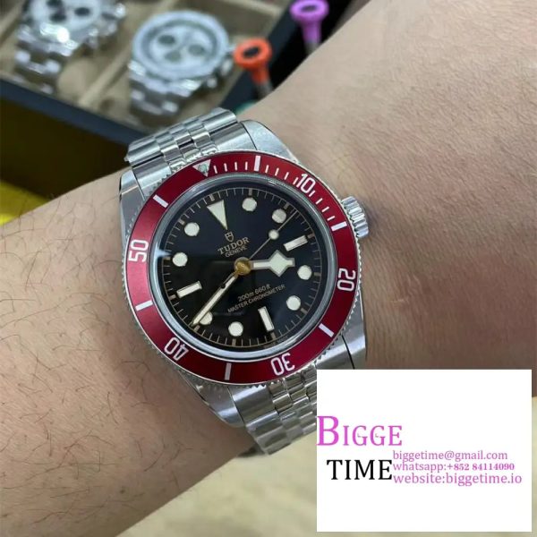 Black Bay 41mm Red Bezel Black Dial SS Bracelet ZF A2824 - Image 4