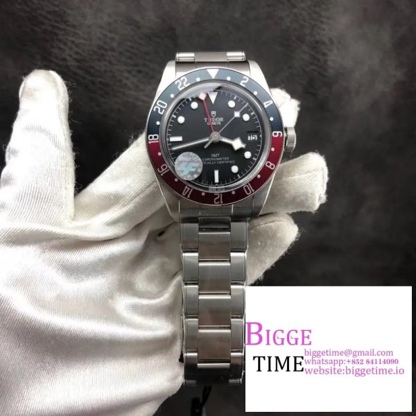 Black Bay GMT 41mm Blue/Red Bezel Black Dial SS Bracelet ZF A2836 - Image 2
