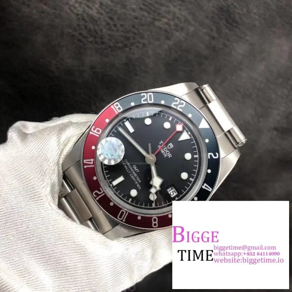 Black Bay GMT 41mm Blue/Red Bezel Black Dial SS Bracelet ZF A2836 - Image 5