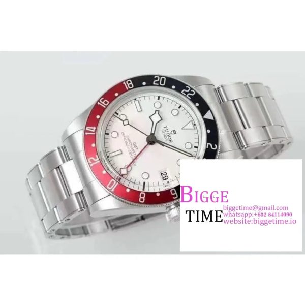 Black Bay GMT 41mm Blue/Red Bezel White Dial SS Bracelet ZF A2824 - Image 2