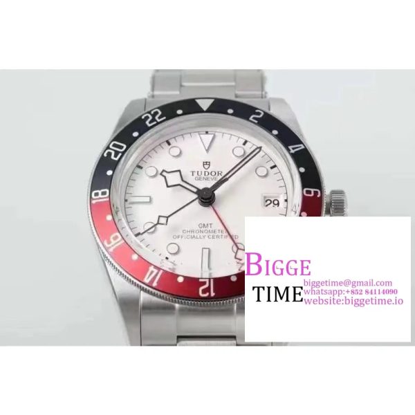 Black Bay GMT 41mm Blue/Red Bezel White Dial SS Bracelet ZF A2824 - Image 5