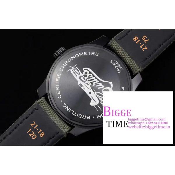 Breitling 41mm Navitimer 8 Black Steel Green Dial Green Nylon Strap TF A2824 - Image 9