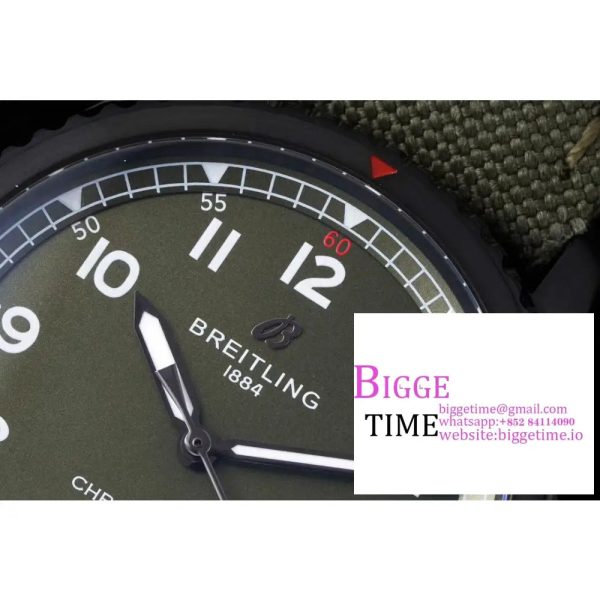 Breitling 41mm Navitimer 8 Black Steel Green Dial Green Nylon Strap TF A2824 - Image 5