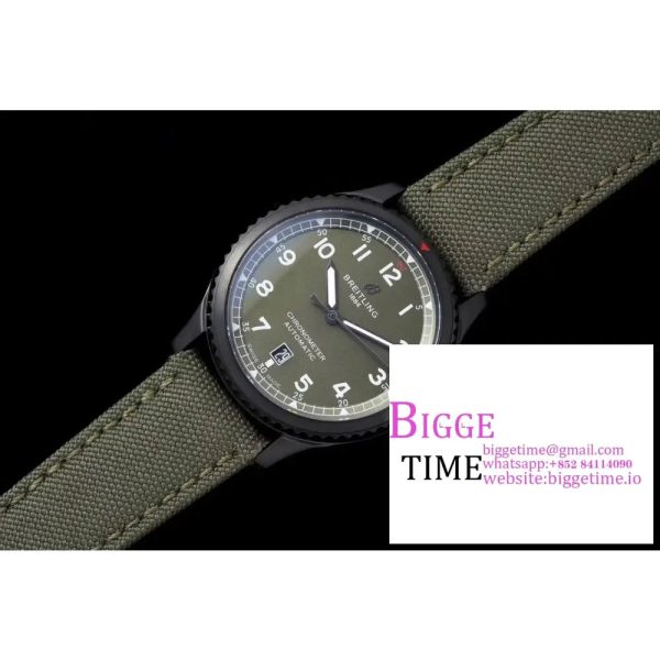 Breitling 41mm Navitimer 8 Black Steel Green Dial Green Nylon Strap TF A2824 - Image 3
