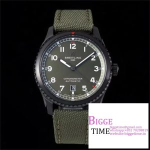 Breitling 41mm Navitimer 8 Black Steel Green Dial Green Nylon Strap TF A2824