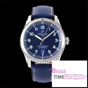 Breitling 41mm Navitimer 8 Blue Dial Blue Leather Strap TF A2824