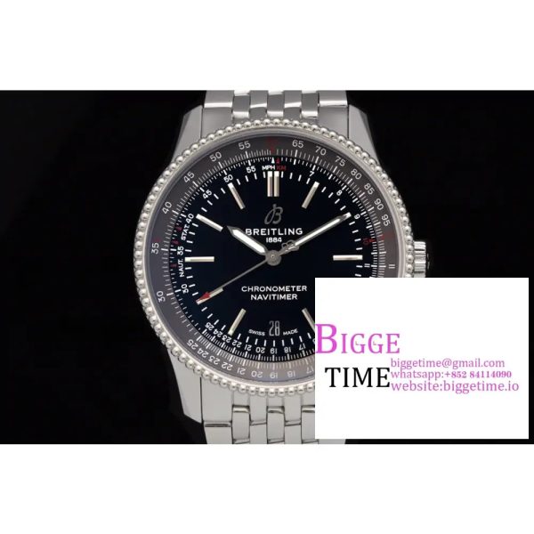 Breitling 41mm NAVITIMER Black/Grey Dial SS Bracelet V7F A2824 - Image 2
