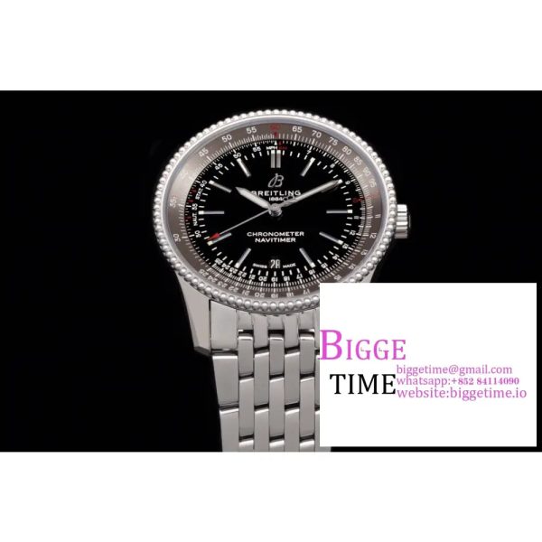 Breitling 41mm NAVITIMER Black/Grey Dial SS Bracelet V7F A2824 - Image 6