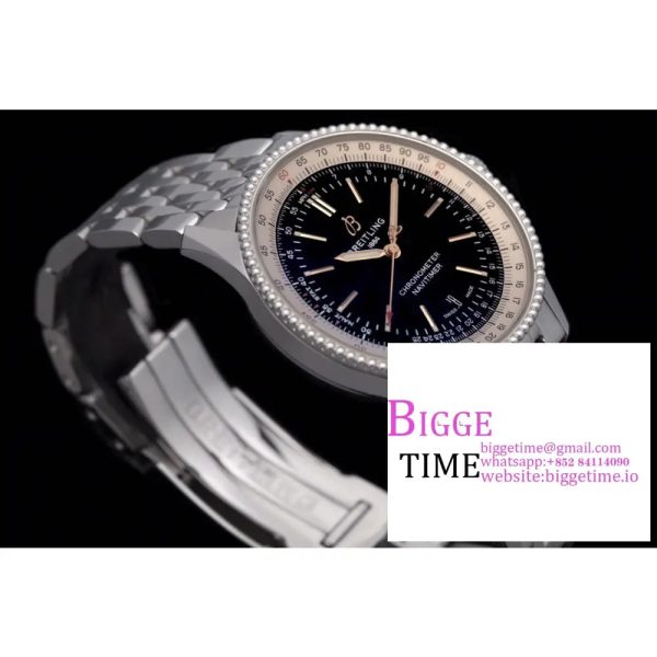 Breitling 41mm NAVITIMER Black/White Dial SS Bracelet V7F A2824 - Image 5