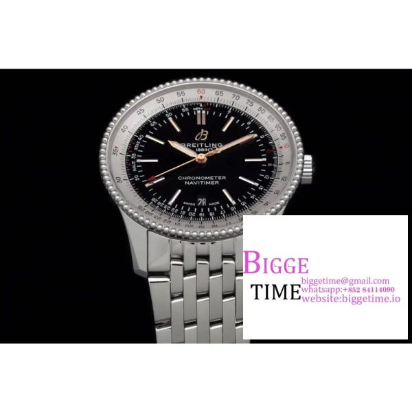 Breitling 41mm NAVITIMER Black/White Dial SS Bracelet V7F A2824 - Image 6
