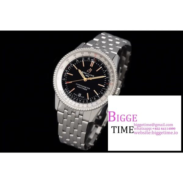 Breitling 41mm NAVITIMER Black/White Dial SS Bracelet V7F A2824 - Image 7