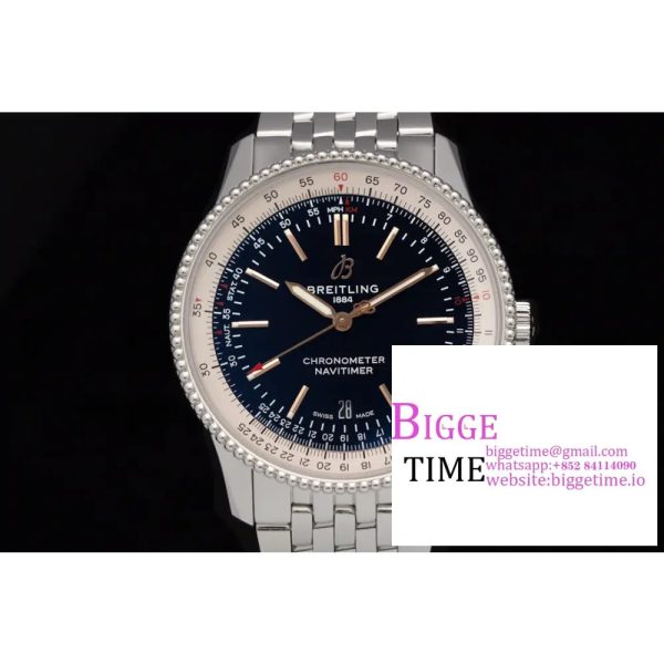 Breitling 41mm NAVITIMER Black/White Dial SS Bracelet V7F A2824 - Image 2