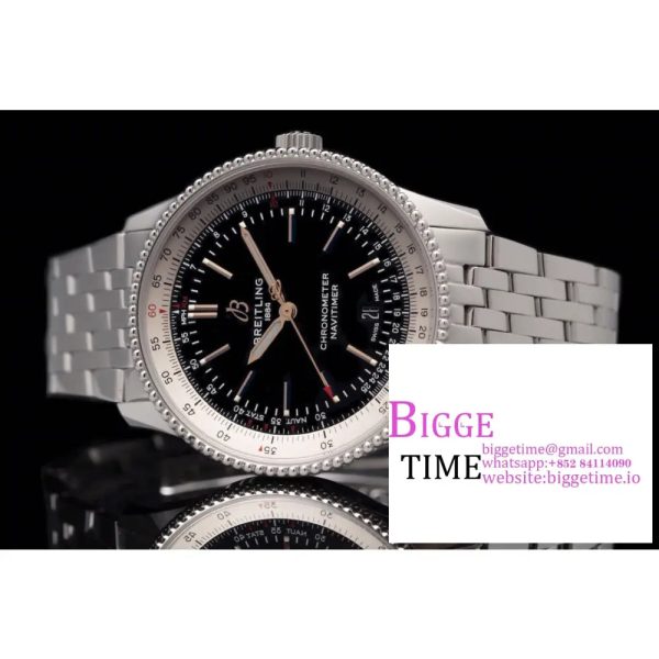 Breitling 41mm NAVITIMER Black/White Dial SS Bracelet V7F A2824 - Image 3