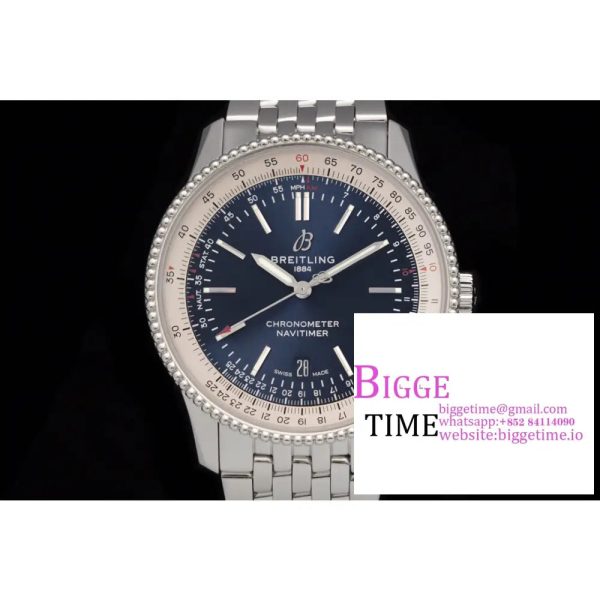 Breitling 41mm NAVITIMER Blue/White Dial SS Bracelet V7F A2824 - Image 3