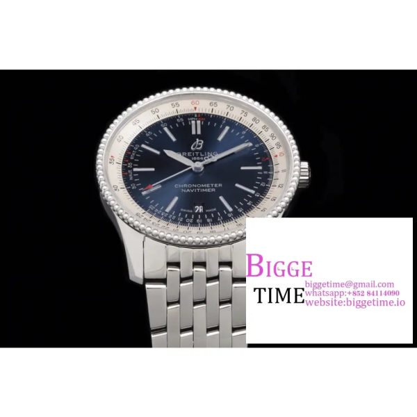 Breitling 41mm NAVITIMER Blue/White Dial SS Bracelet V7F A2824 - Image 7