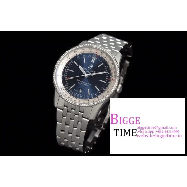 Breitling 41mm NAVITIMER Blue/White Dial SS Bracelet V7F A2824 - Image 6