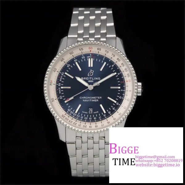 Breitling 41mm NAVITIMER Blue/White Dial SS Bracelet V7F A2824