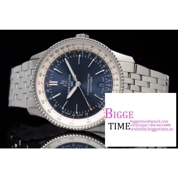 Breitling 41mm NAVITIMER Blue/White Dial SS Bracelet V7F A2824 - Image 5