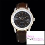 Breitling 41mm NAVITIMER RG Black/White Dial Brown Leather Strap V7F A2824