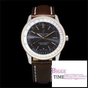 Breitling 41mm NAVITIMER RG Black/White Dial Brown Leather Strap V7F A2824