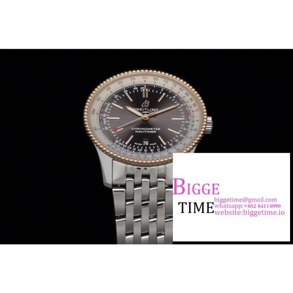 Breitling 41mm NAVITIMER RG Grey Dial SS Bracelet V7F A2824 - Image 5