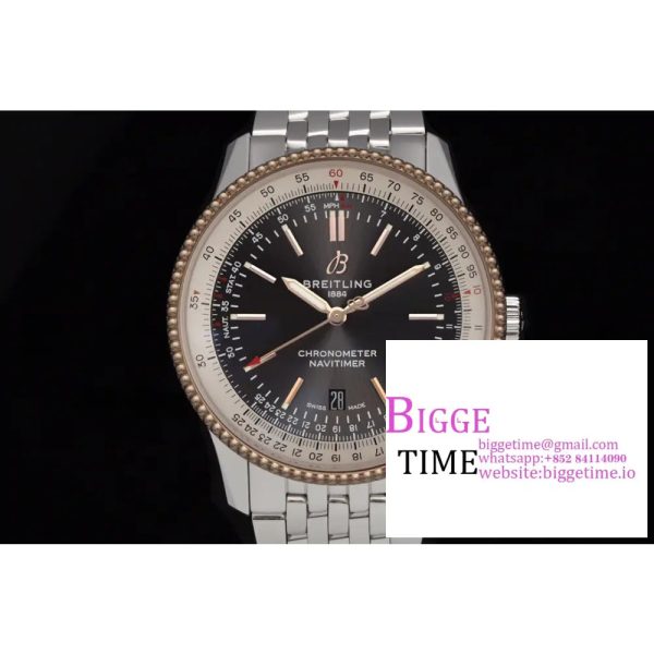 Breitling 41mm NAVITIMER RG Grey Dial SS Bracelet V7F A2824 - Image 4