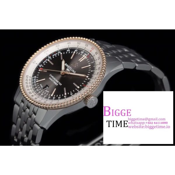 Breitling 41mm NAVITIMER RG Grey Dial SS Bracelet V7F A2824 - Image 2