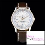 Breitling 41mm NAVITIMER RG White Dial Brown Leather Strap V7F A2824