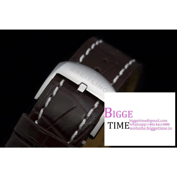 Breitling 41mm NAVITIMER RG White Dial Brown Leather Strap V7F A2824 - Image 8