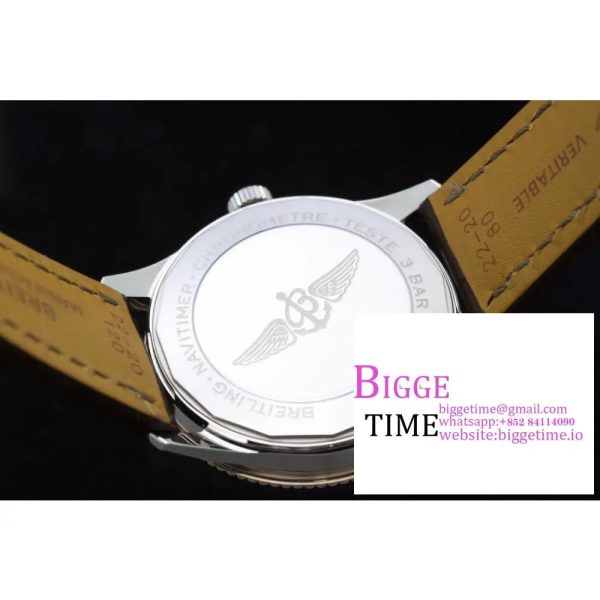 Breitling 41mm NAVITIMER RG White Dial Brown Leather Strap V7F A2824 - Image 9