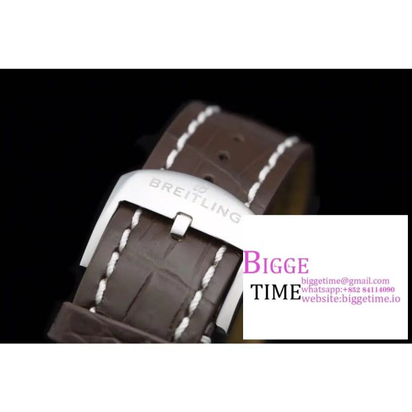 Breitling 41mm NAVITIMER White Dial Brown Leather Strap V7F A2824 - Image 8